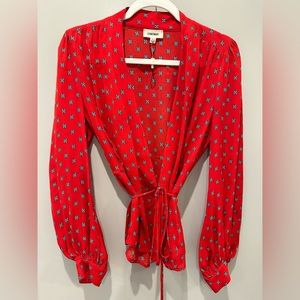 L’agence wrap blouse red